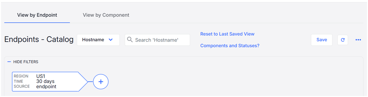 Endpoint Catalog Filter by Updater or Agent